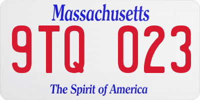 MA license plate 9TQ023