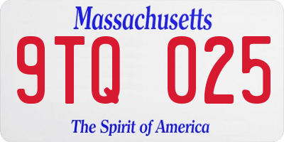 MA license plate 9TQ025