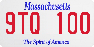 MA license plate 9TQ100
