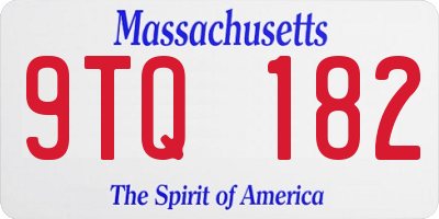 MA license plate 9TQ182