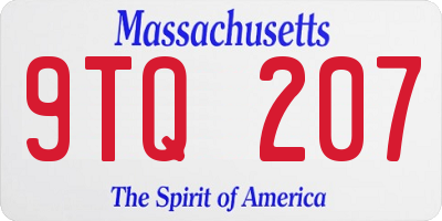 MA license plate 9TQ207