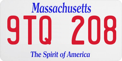 MA license plate 9TQ208