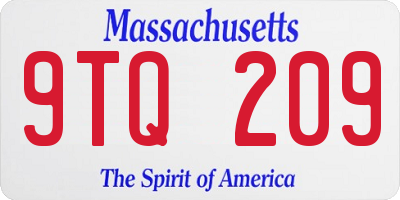 MA license plate 9TQ209