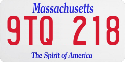 MA license plate 9TQ218