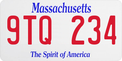 MA license plate 9TQ234