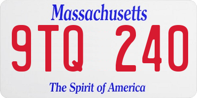 MA license plate 9TQ240