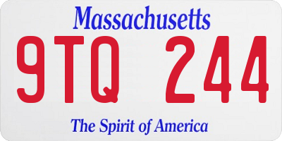 MA license plate 9TQ244