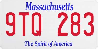 MA license plate 9TQ283