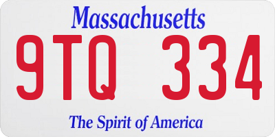 MA license plate 9TQ334