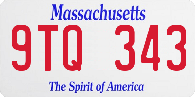 MA license plate 9TQ343