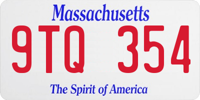 MA license plate 9TQ354