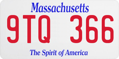 MA license plate 9TQ366