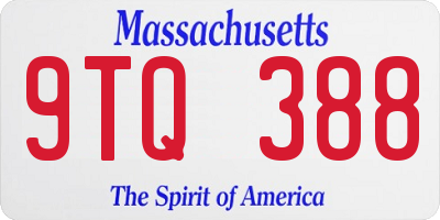 MA license plate 9TQ388