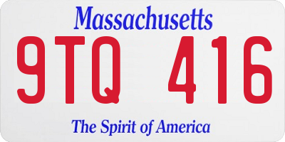 MA license plate 9TQ416