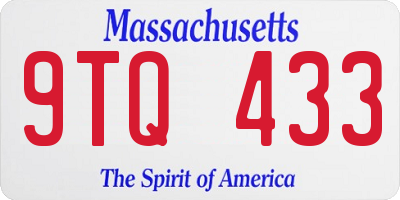 MA license plate 9TQ433