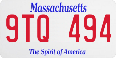 MA license plate 9TQ494