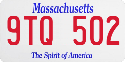 MA license plate 9TQ502
