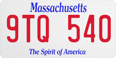 MA license plate 9TQ540