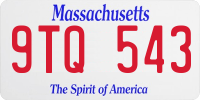 MA license plate 9TQ543