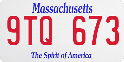 MA license plate 9TQ673