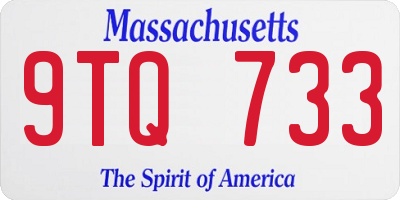 MA license plate 9TQ733