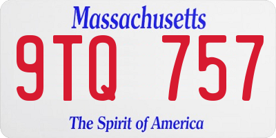 MA license plate 9TQ757