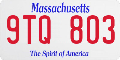 MA license plate 9TQ803