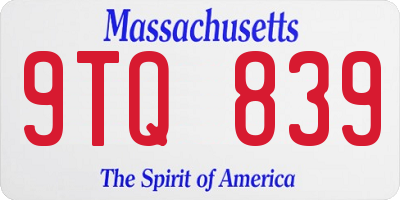 MA license plate 9TQ839