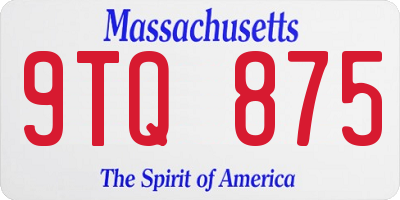 MA license plate 9TQ875
