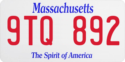 MA license plate 9TQ892