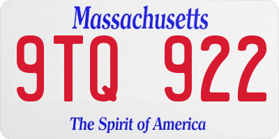 MA license plate 9TQ922