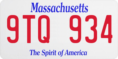 MA license plate 9TQ934