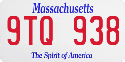 MA license plate 9TQ938