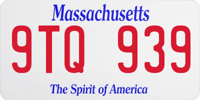 MA license plate 9TQ939