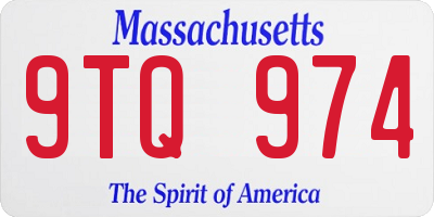 MA license plate 9TQ974