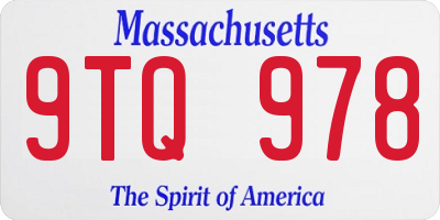 MA license plate 9TQ978