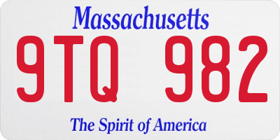 MA license plate 9TQ982