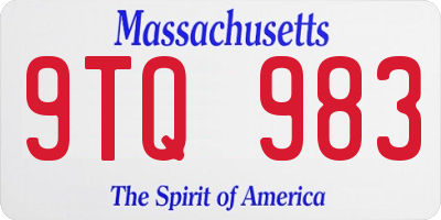 MA license plate 9TQ983