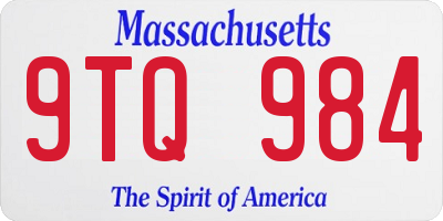 MA license plate 9TQ984