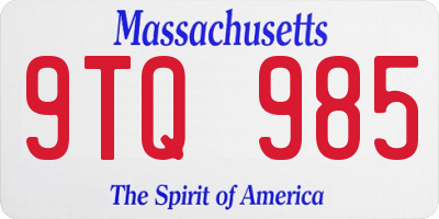 MA license plate 9TQ985