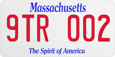 MA license plate 9TR002