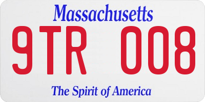MA license plate 9TR008