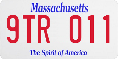 MA license plate 9TR011