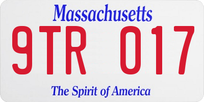 MA license plate 9TR017