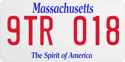 MA license plate 9TR018