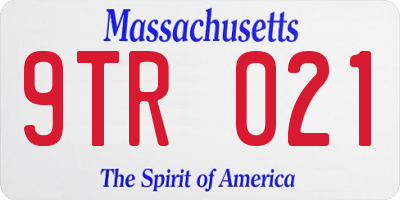 MA license plate 9TR021