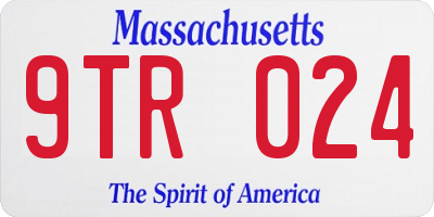 MA license plate 9TR024
