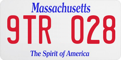 MA license plate 9TR028