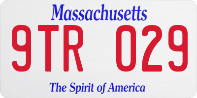 MA license plate 9TR029
