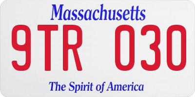 MA license plate 9TR030